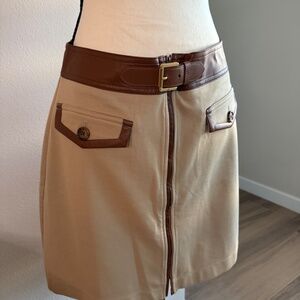 Ralph Lauren • Faux-Leather-Trim Ponte Miniskirt • NWT • Size 8